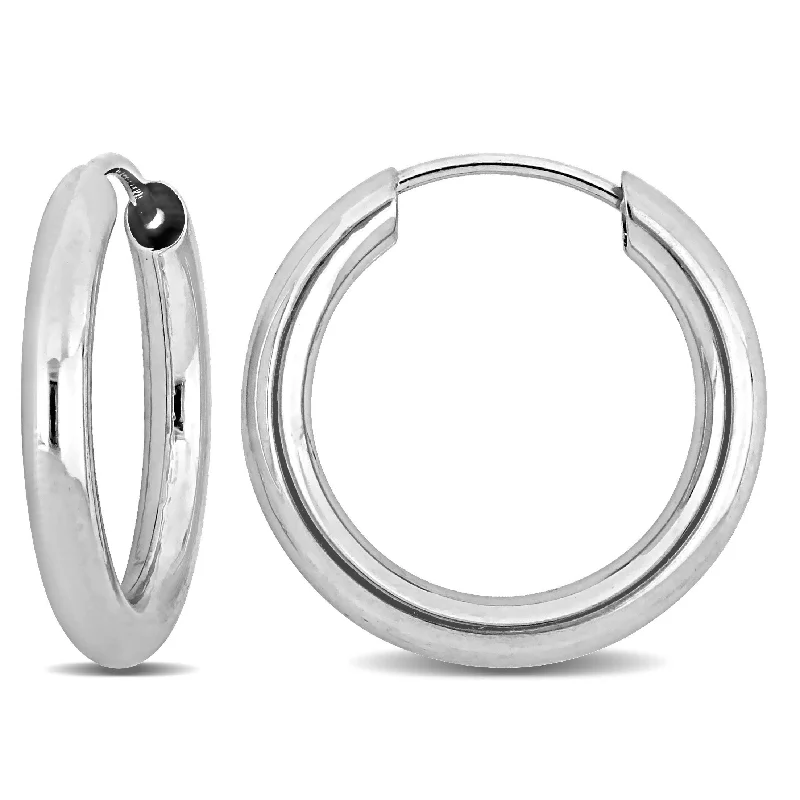 Hoop earrings with hearts for a sweet and romantic gesture-Mimi & Max 15mm Hoop Earrings in 14k White Gold