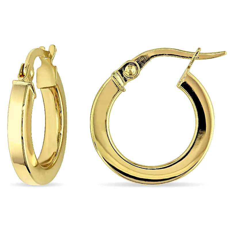 Hoop earrings with resin accents for a bold and colorful design-Mimi & Max 15mm Hoop Edged Earrings in 10k Polished Yellow Gold