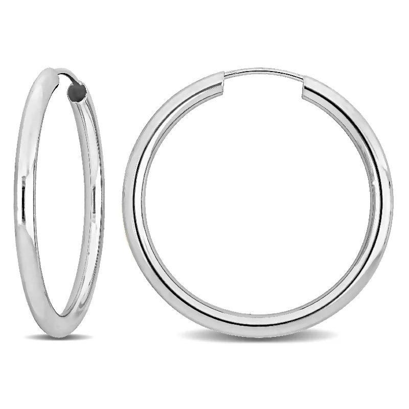 Hoop earrings with textured gold for a refined and sophisticated aesthetic-Mimi & Max 25mm Hoop Earrings in 14k White Gold