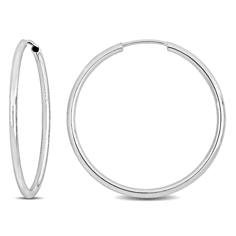 Hoop earrings with textured finishes for a vintage and classic style-Mimi & Max 25mm Hoop Earrings in 14k White Gold