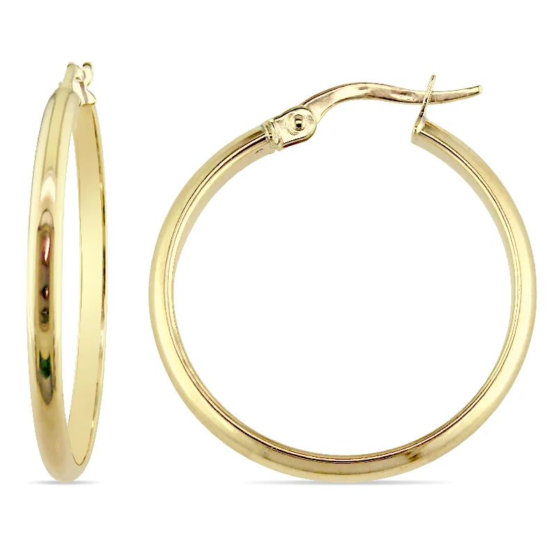 Best hoop earrings with vintage-style detailing for a nostalgic and timeless look-Mimi & Max 25mm Polished Hoop Earrings in 10k Yellow Gold