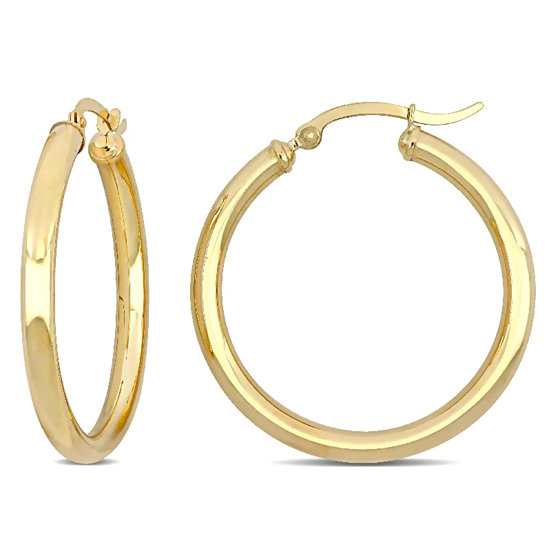 Hoop earrings with leather accents for a sleek and bold combination-Mimi & Max 32mm Hoop Earrings in 10k Yellow Gold