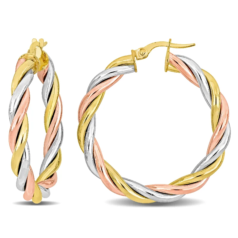 Hoop earrings with infinity loop designs for a continuous and eternal shape-Mimi & Max 33mm Twist Hoop Earrings in 14k Yellow, Rose, and White Sterling Silver