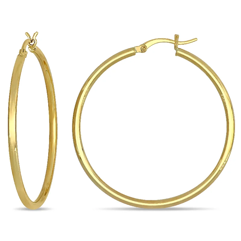 Hoop earrings with multi-tone finishes for a colorful and layered effect-Mimi & Max 40mm Hoop Earrings in 10k Yellow Gold