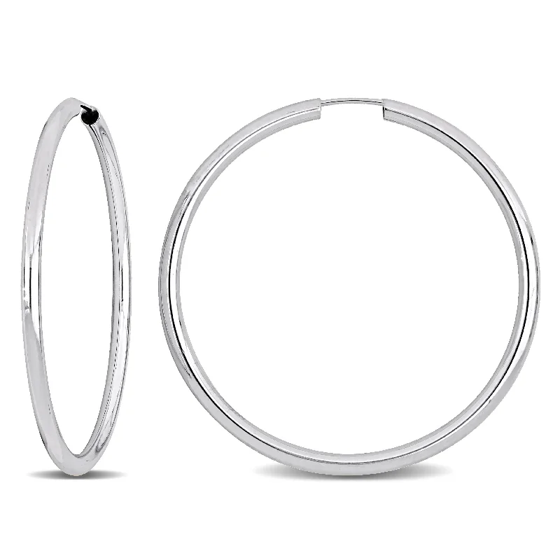 Best hoop earrings with textured silver for a rustic and organic finish-Mimi & Max 40mm Hoop Earrings in 14k White Gold