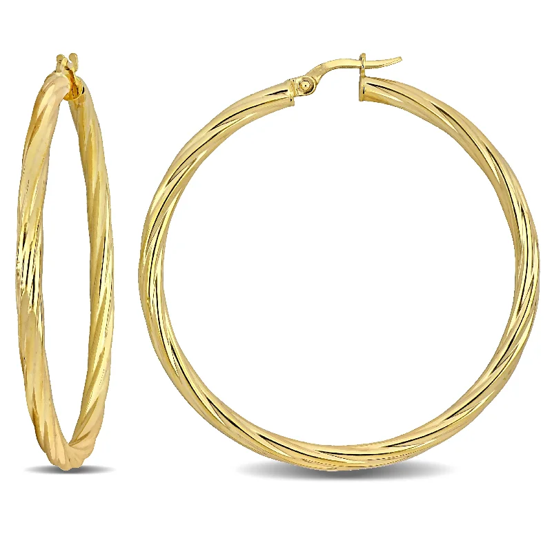 Best hoop earrings with blackened metal for an edgy and bold appearance-Mimi & Max 46.5mm Twisted Hoop Earrings in 14k Yellow Gold