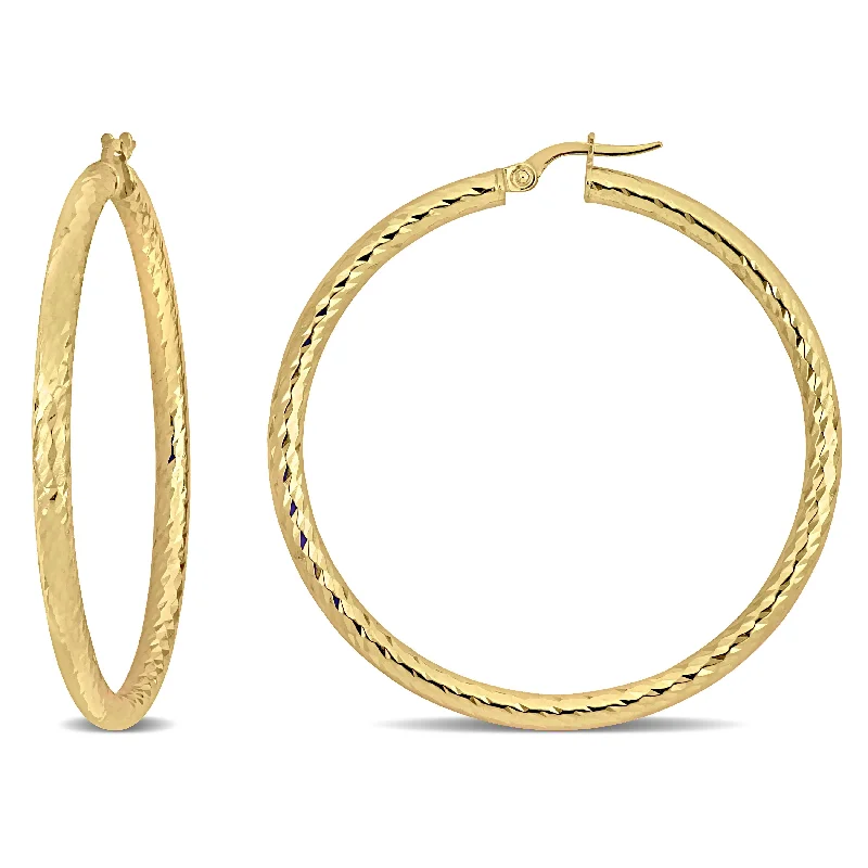 Hoop earrings with oversized designs for a bold, fashion-forward statement-Mimi & Max 47mm Textured Hoop Earrings in 14k Yellow Gold