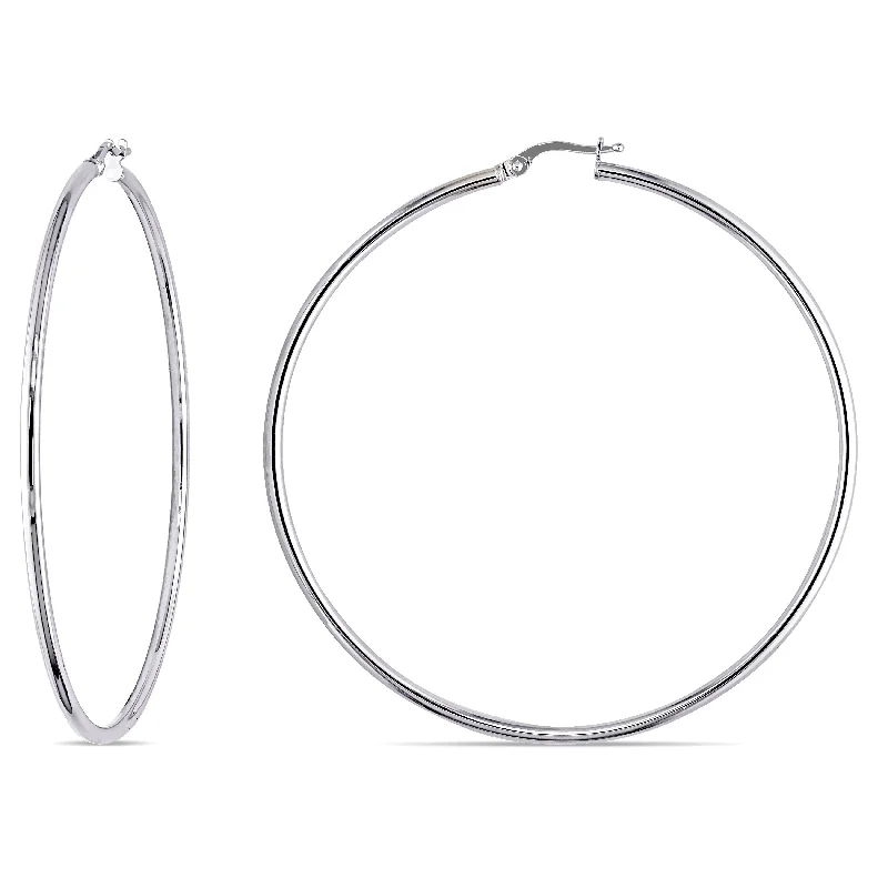 Best hoop earrings with smooth ceramic finishes for a polished, clean style-Mimi & Max 65mmHoop Earrings in 10k Polished White Gold