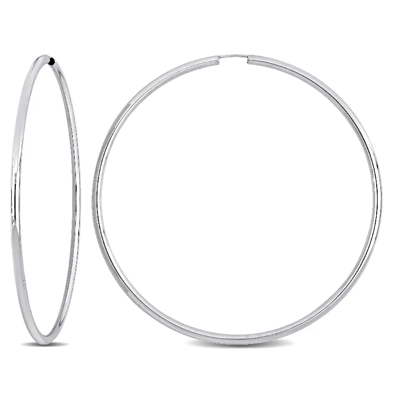 Best hoop earrings with vintage coins for a retro, antique-inspired style-Mimi & Max 70mm Hoop Earrings in 14k White Gold