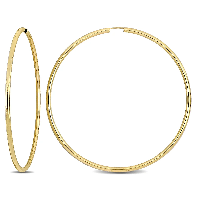 Hoop earrings with spiral designs for a dynamic and fluid look-Mimi & Max 70mm Hoop Earrings in 14k Yellow Gold