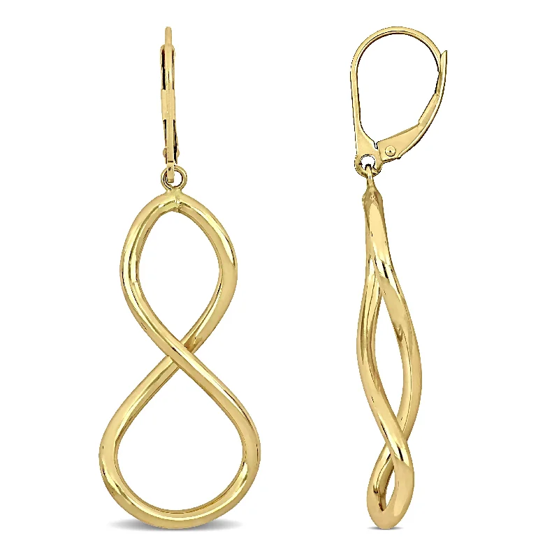 Classic hoop earrings with a thin profile for a sleek and subtle style-Mimi & Max Figure Eight Leverback Earrings in 10k Yellow Gold