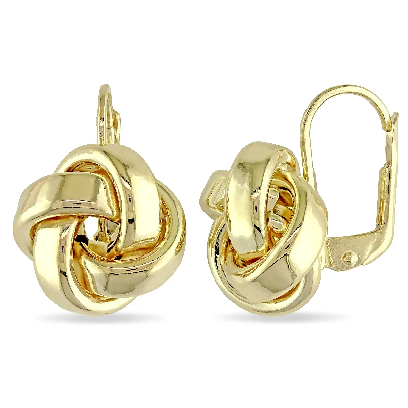 Hoop earrings with circle designs for a classic and timeless shape-Mimi & Max Love Knot Leverback Earrings in 10k Polished Yellow Gold