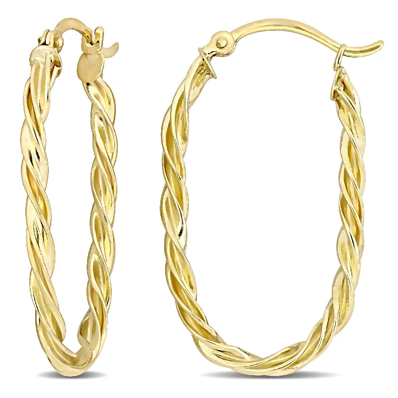 Best hoop earrings with geometric triangle shapes for a modern, chic design-Mimi & Max Twist Hoop Earrings in 10k Yellow Gold