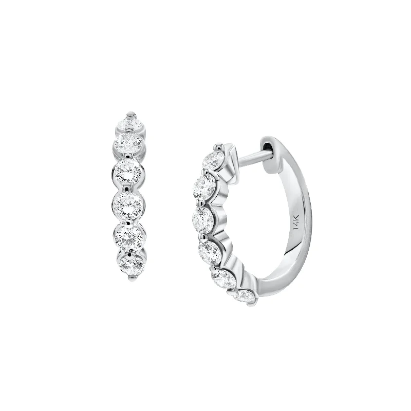 Best hoop earrings with hammered gold for a rustic yet elegant look-Myer Medium Diamond Hoop Earrings