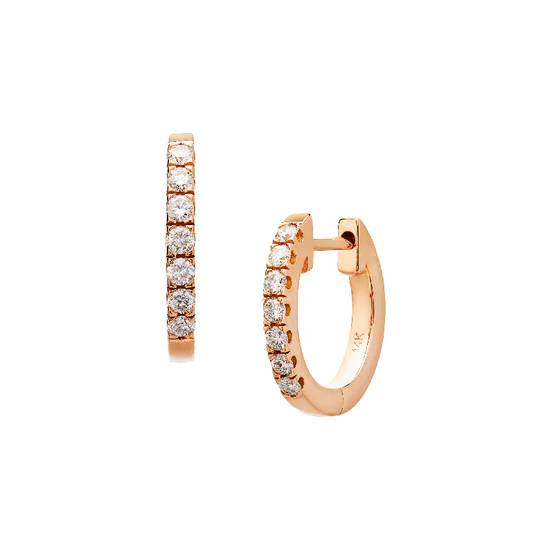 Hoop earrings with hammered textures for a boho-chic and rustic vibe-Myer Small Diamond Hoop Earrings