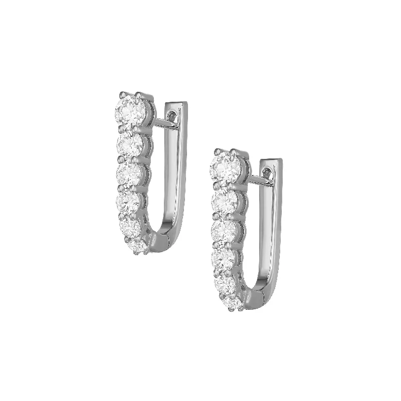 Best hoop earrings with braided leather for a rustic, stylish finish-Myer Diamond U Shape Hoop Earrings