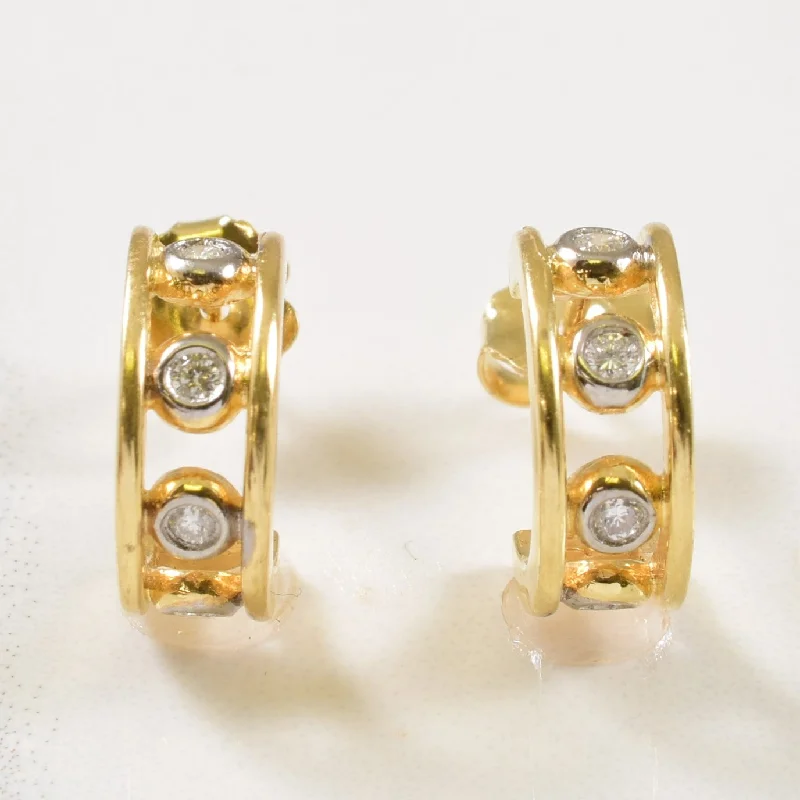 Hoop earrings with twisted metal designs for a dynamic and modern style-Open Work Diamond Huggie Earrings | 0.16ctw |