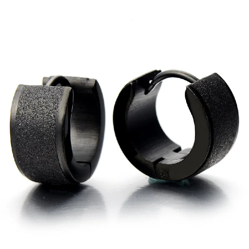 Best hoop earrings with blackened metal for an edgy and bold appearance-Pair of Satin Finishing Huggie Hinged Hoop Earrings for Men and Women, Perfect for Adding a Touch of Elegance to Everyday Wear or Special Occasions