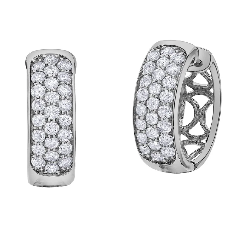 Hoop earrings with leather accents for a sleek and bold combination-Pavé Diamond Huggie Hoop Earrings