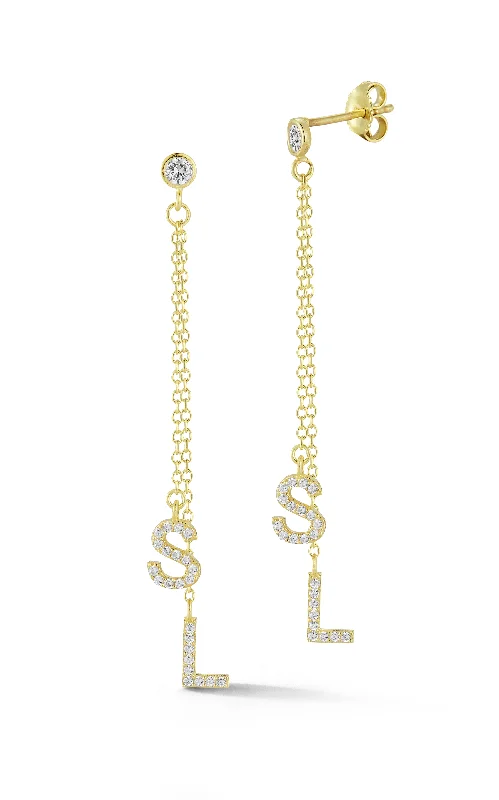 Best hoop earrings with sterling silver for an affordable and chic design-Pavé Double Initial Drop Stud Earring