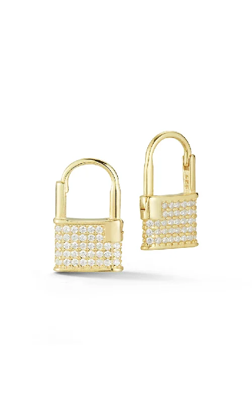 Best hoop earrings with snake chain details for a sleek and modern touch-Pavé Lock Huggie Earring