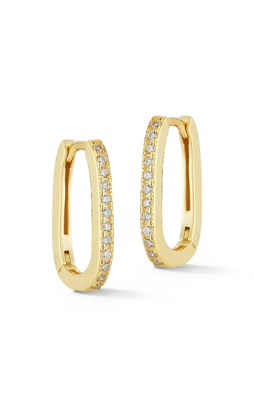 Best hoop earrings with floral designs for a feminine and delicate look-Pavé Oval Huggie Earring