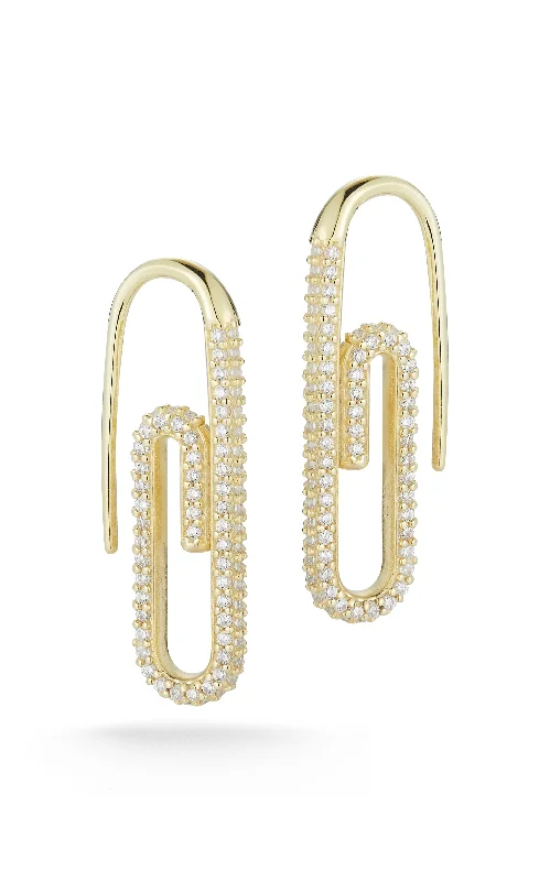 Best hoop earrings with floral designs for a feminine and delicate look-Pavé Paperclip Threader Earring