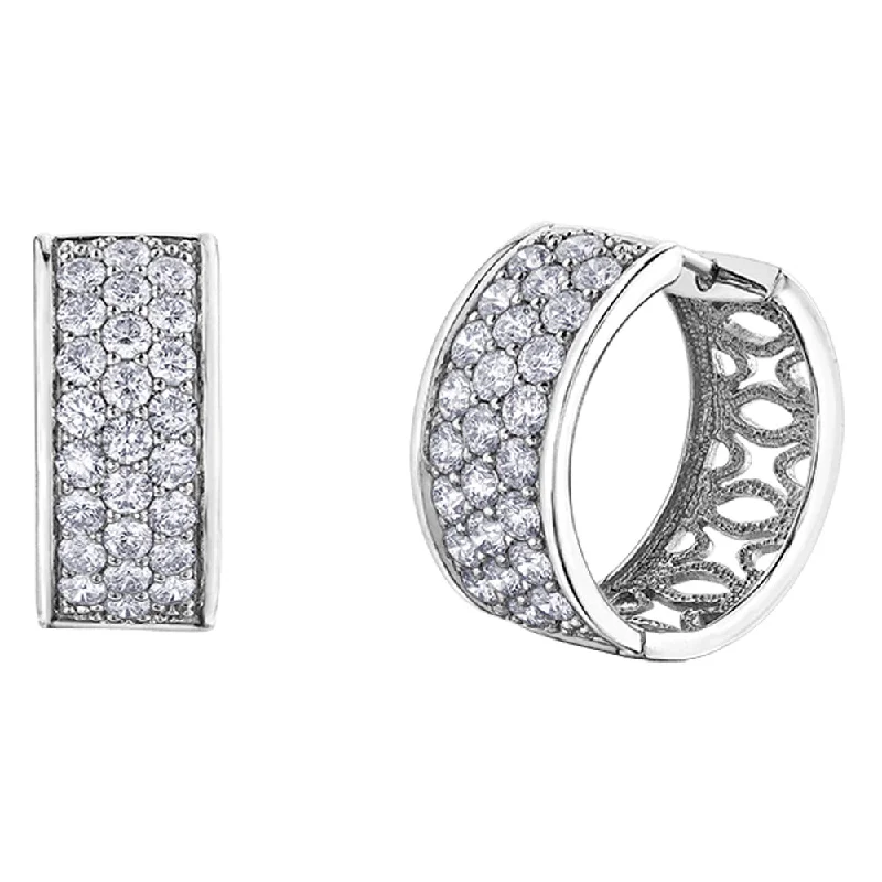 Classic hoop earrings with a thin profile for a sleek and subtle style-Pavé Set Diamond Hoop Earrings