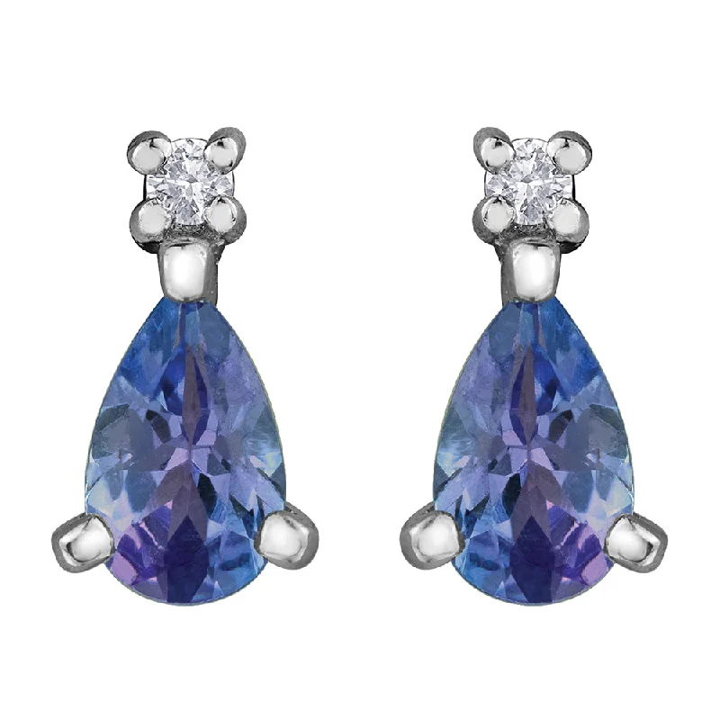 Hoop earrings with stacked layers for a bold and textured design-Pear Shaped Tanzanite and Diamond Earrings