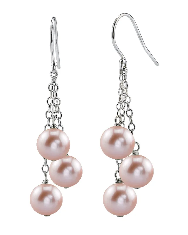 Hoop earrings with faceted crystals for added sparkle and shine-Pink Freshwater Pearl Cluster Earrings