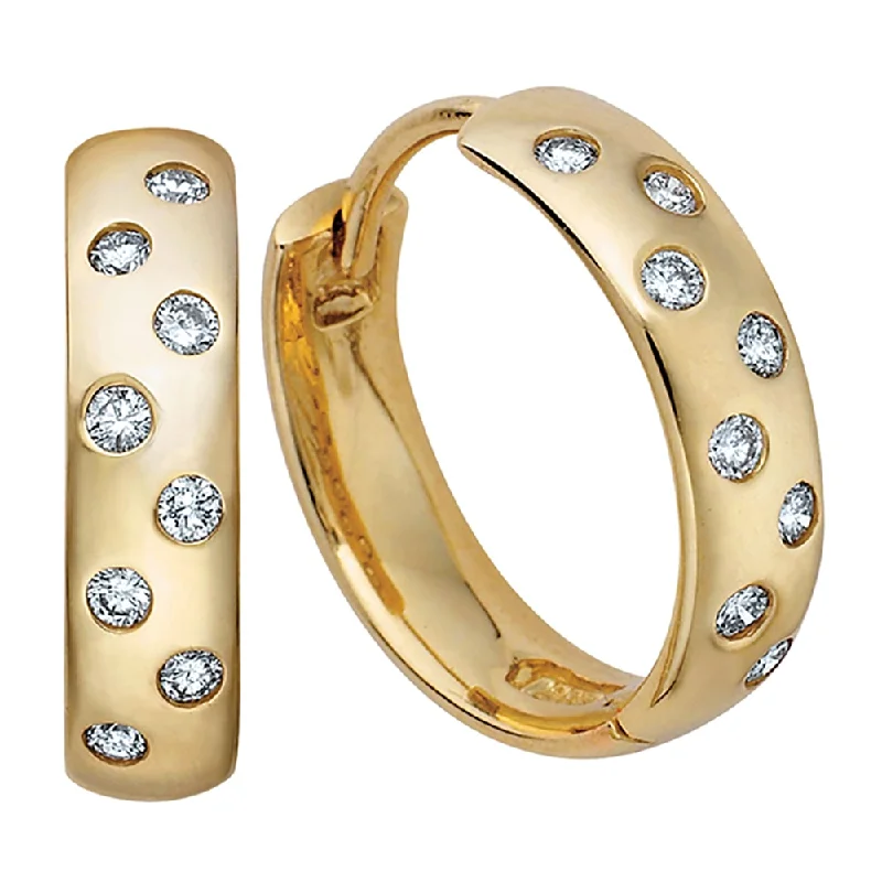 Best hoop earrings with satin ribbons for a soft, feminine appearance-Polka-Dot Inspired Diamond Huggie Hoop Earrings