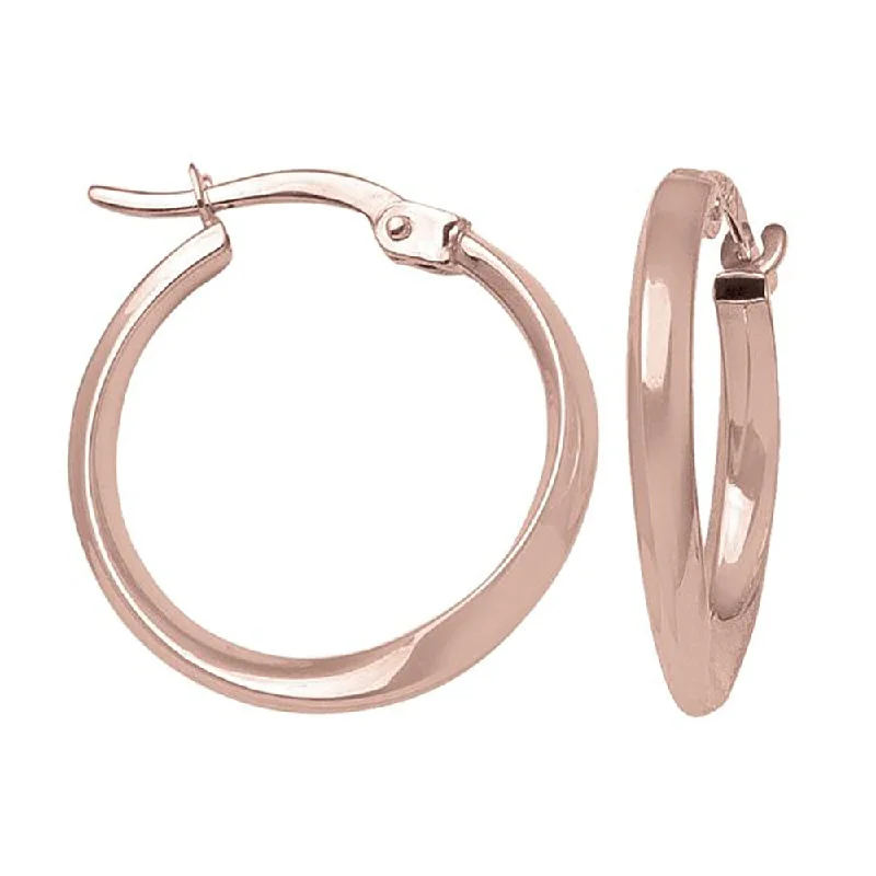 Lightweight hoop earrings for comfortable and all-day wear-Rose Gold Twisted Knife Edge Hoop Earrings