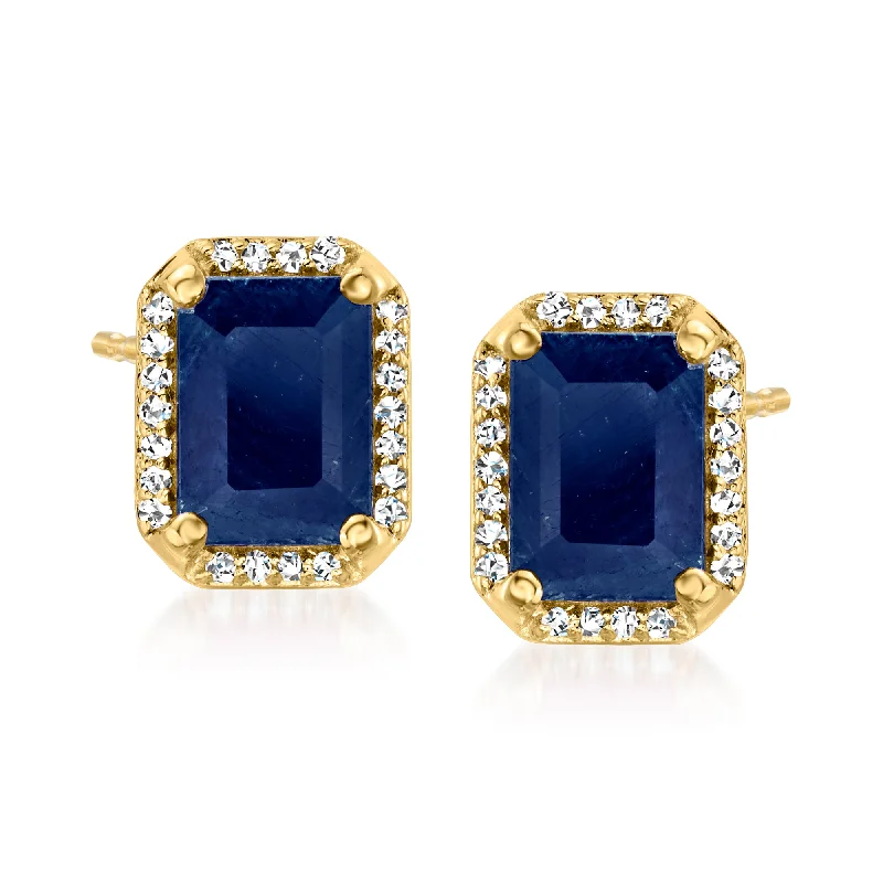 Best hoop earrings with oval shapes for a unique and elongated design-Ross-Simons Sapphire and . Diamond Earrings in 14kt Yellow Gold