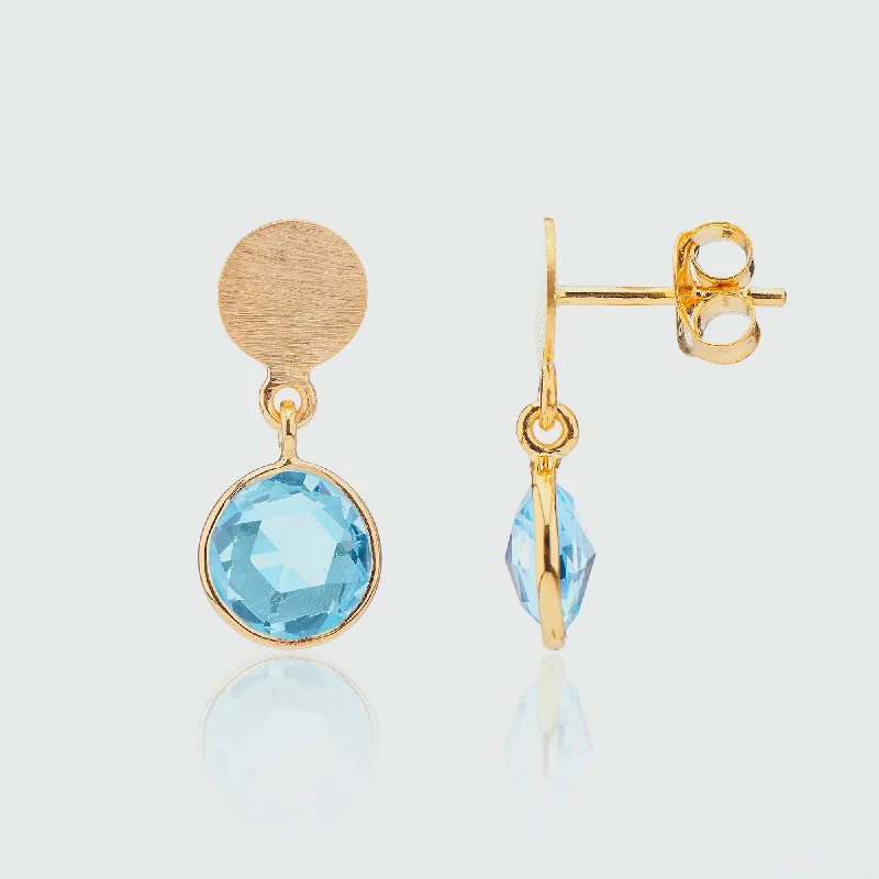 Hoop earrings with pearl accents for a chic and classic style-Salina Gold Vermeil Disc & Blue Topaz Earrings