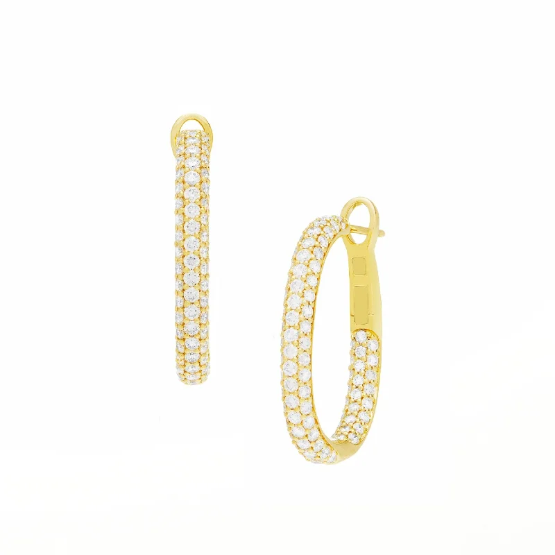 Best hoop earrings with blackened metal for an edgy and bold appearance-Viv Oval Pave Diamond Hoops