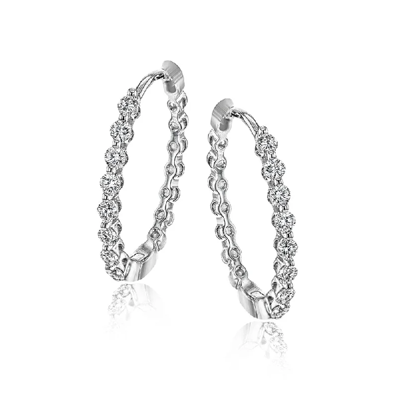 Hoop earrings with removable pendants for a versatile and customizable accessory-Simon G Classic Diamond Hoop Earrings