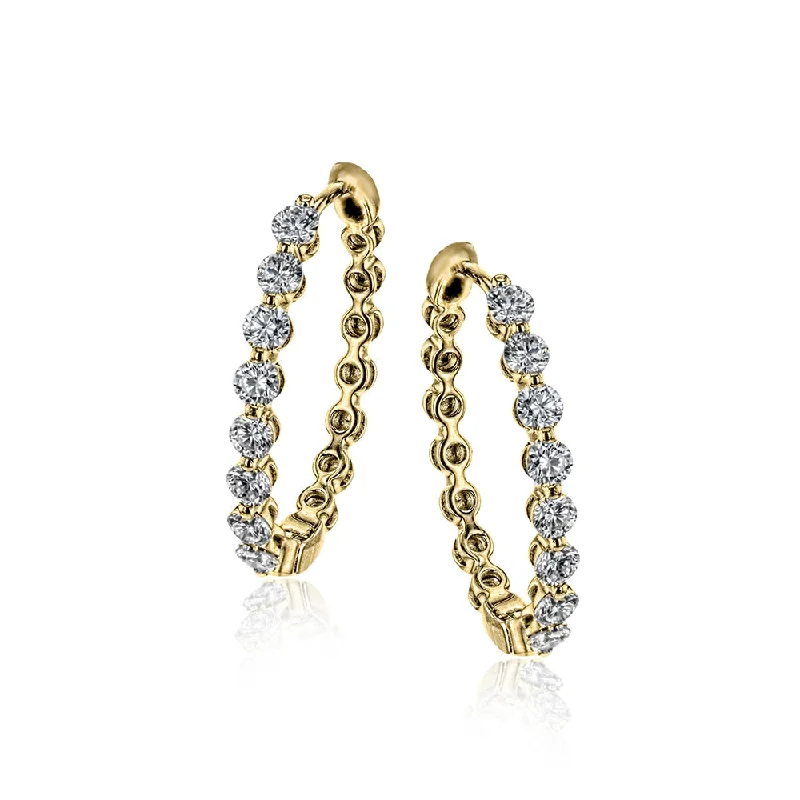 Hoop earrings with multi-tone finishes for a colorful and layered effect-Simon G Medium Diamond Hoop Earrings