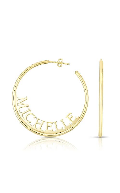 Hoop earrings with a chunky design for a bold and trendy statement-Solid Block Name Hoop Earring