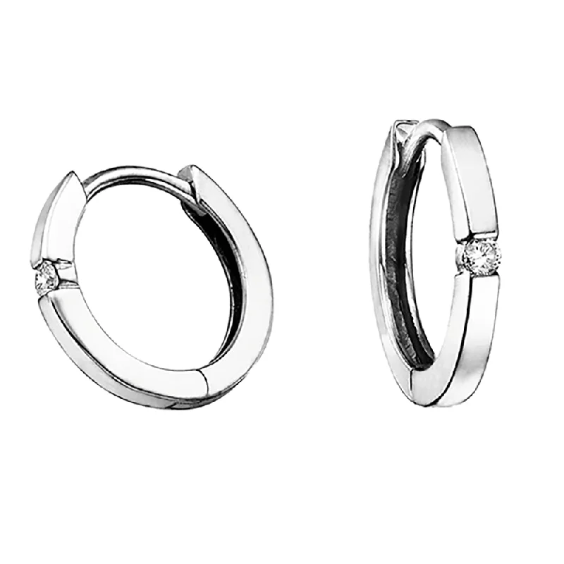 Best hoop earrings with sterling silver for an affordable and chic design-Solitaire Diamond Huggie Hoop Earrings