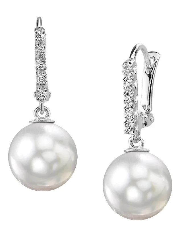 Best hoop earrings with rose gold for a romantic and warm aesthetic-White South Sea Pearl & Diamond Pas de Cinq Earrings