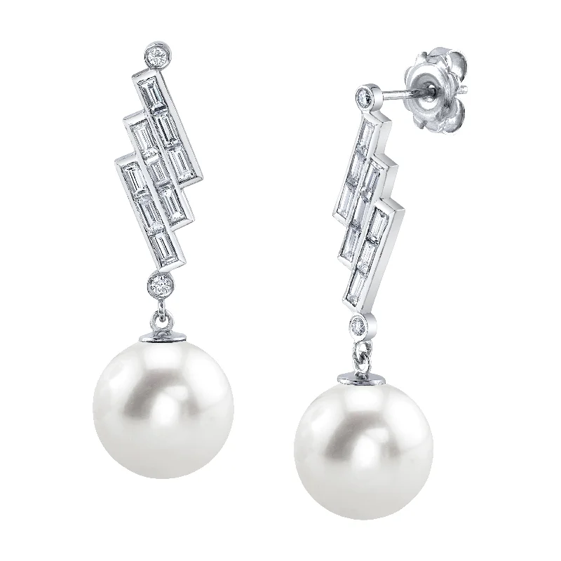 Hoop earrings with dangling charms for a playful and fun look-South Sea Pearl & Diamond Bowie Earrings