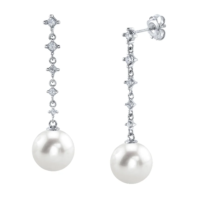 Hoop earrings with gold accents for a warm, elegant statement piece-South Sea Pearl & Diamond Brielle Earrings