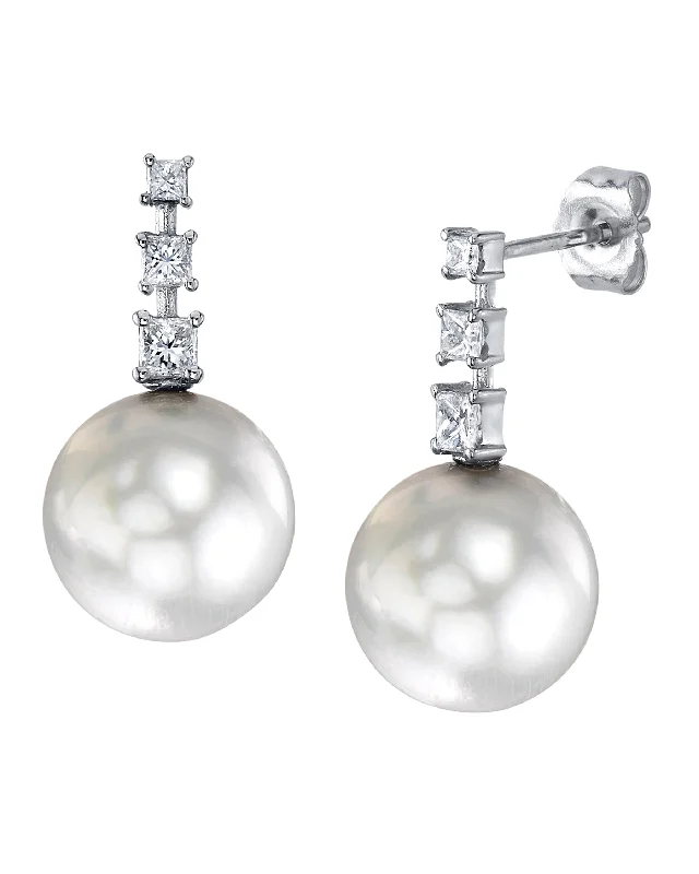 Best hoop earrings with smooth ceramic finishes for a polished, clean style-White South Sea Pearl & Diamond VIP Dangle Earrings