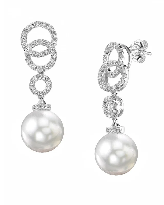 Best hoop earrings with geometric cuts for a sharp, modern appeal-White South Sea Pearl & Diamond Stardom Dangle Earrings