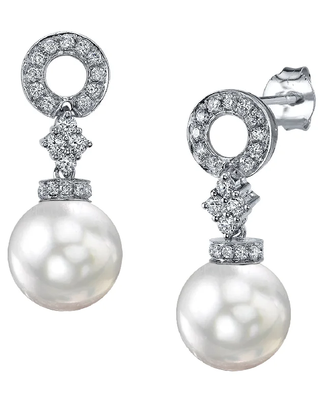 Hoop earrings with luxe velvet finishes for a rich and luxurious touch-White South Sea Pearl & Diamond Royale Dangle Earrings