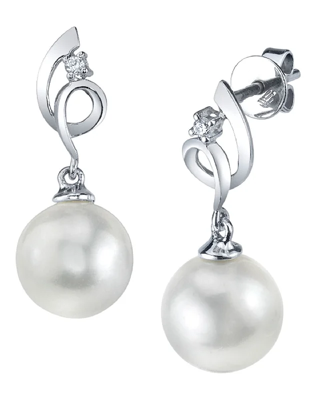 Best hoop earrings with geometric shapes for a modern and artistic appeal-White South Sea Pearl & Diamond Pirouette Earrings