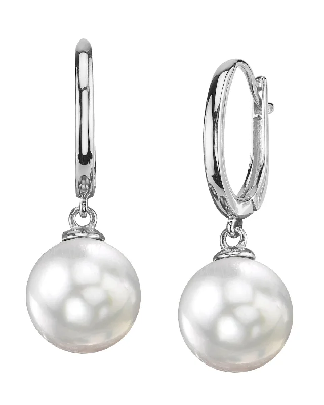 Hoop earrings with stacked layers for a bold and textured design-White South Sea Glissade Pearl Hoop Earrings