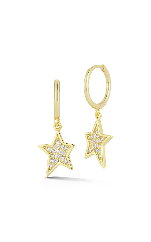 Best hoop earrings with vintage coins for a retro, antique-inspired style-Star Charm Huggie Earring