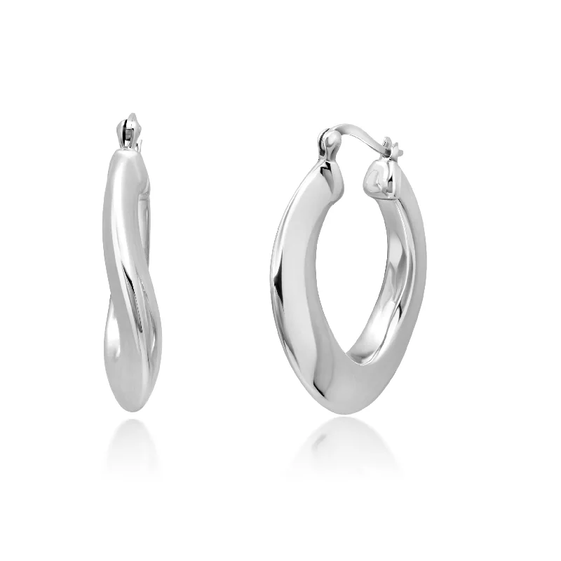 Lightweight hoop earrings for comfortable and all-day wear-Sterling Silver 24X24X5 MM Hoop Earrings