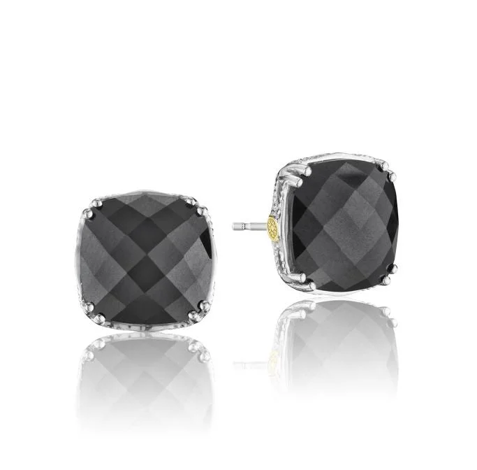 Best hoop earrings with oval shapes for a unique and elongated design-Tacori Bold Cushion Cut Gem Studs featuring Hematite